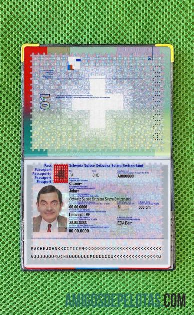 Foto do passaporte suíço modelo